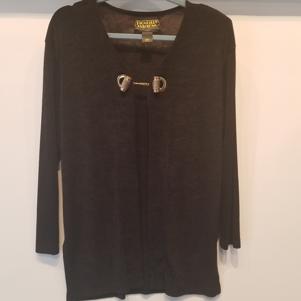 Vintage 80' Black Traveler's Cardigan Metal Detail